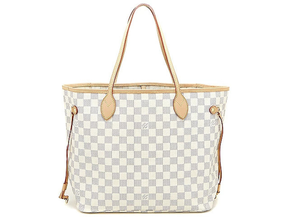 LOUIS VUITTON Bag Tote Neverfull Damier Azur White